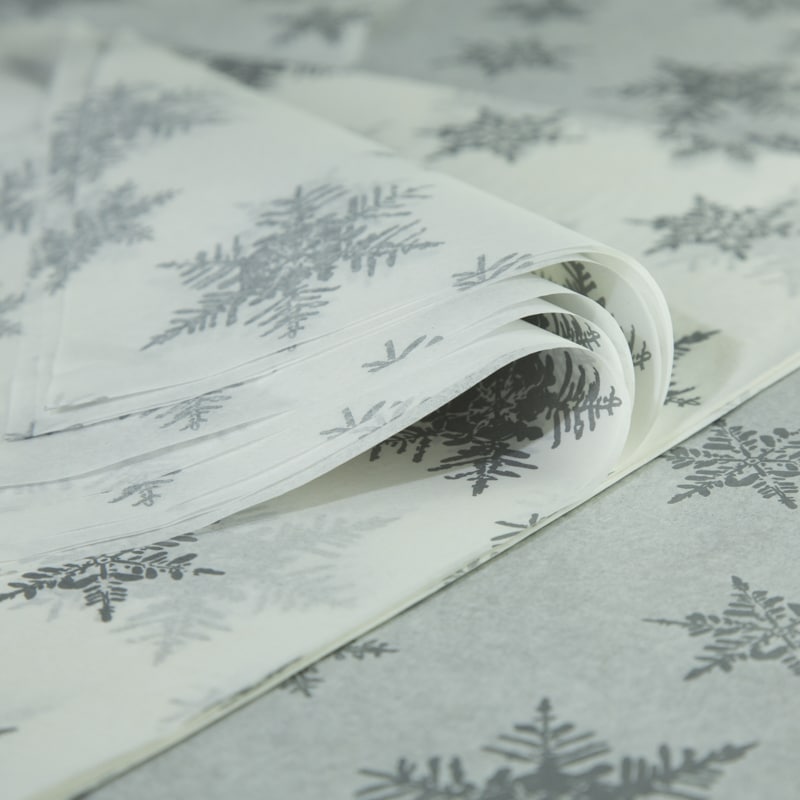 Feuille Papier de Soie Imprimé - Pearl Silver Snowflakes